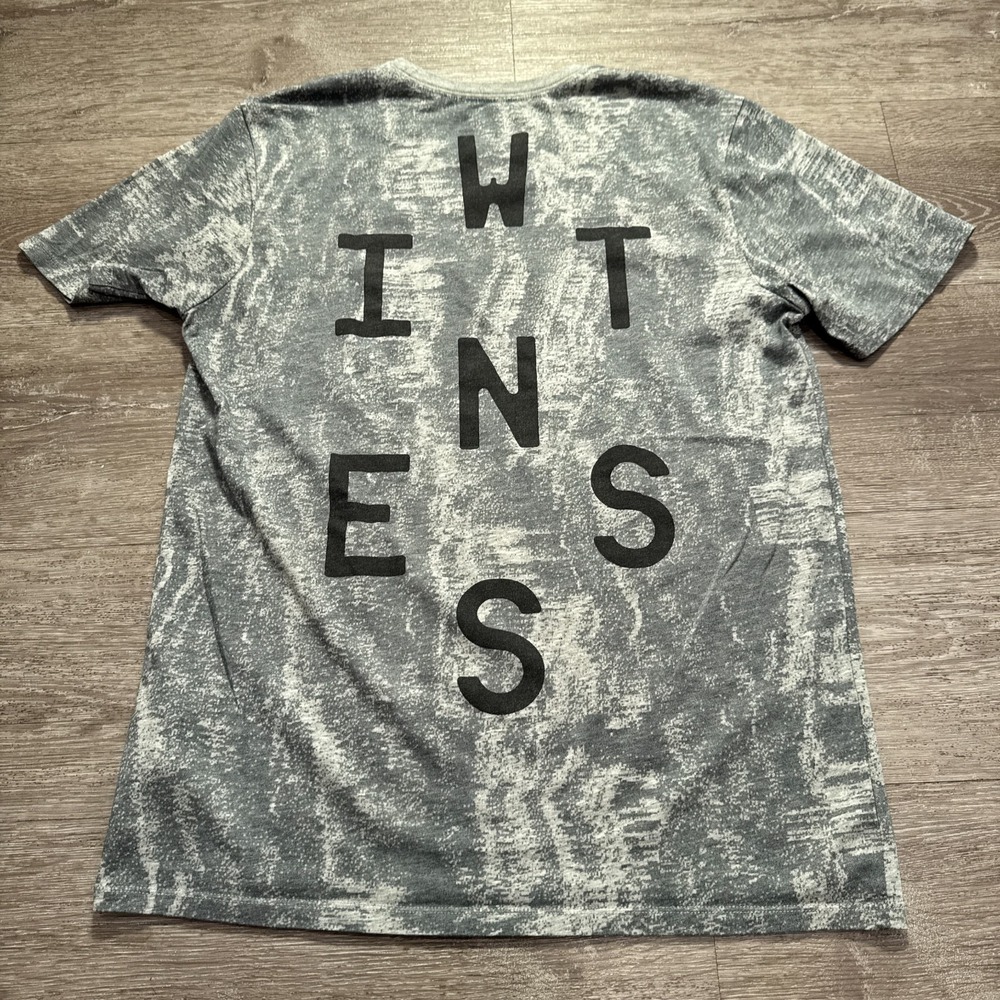 Nike Shirt‎ Mens M Dri Fit Grey White Cotton Lebron James Witness Tee Basketball
